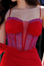 Red Deep V Mesh Detail Sheath Dress