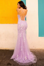 Lilac Straight Neckline Skinny Straps Glitter/Sequin She