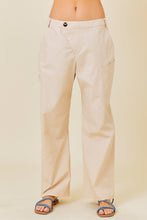 Taupe Overlap Waist Linen Pants With Pocket