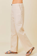 Taupe Overlap Waist Linen Pants With Pocket