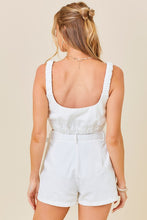 White Cropped Top And Belted Shorts Set