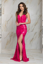 Hot Pink Ruched Sequins Formal/Prom Dress