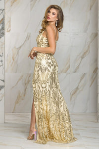 Gold Ruched Sequins Formal/Prom Dress