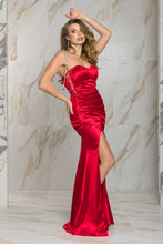 Dark Red Ruched Satin Like Maxi Dress