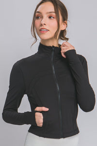 Black Active Long-Sleeve Zip-Up Performance Top