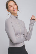 Grey Active Long-Sleeve Zip-Up Performance Top