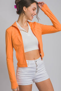 Tangerine Active Long-Sleeve Zip-Up Performance Top