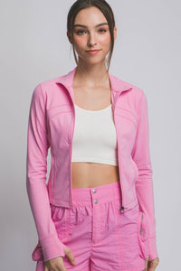 Pink Active Long-Sleeve Zip-Up Performance Top