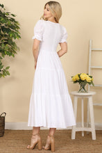 White Cotton Smocked Fit-And-Flare Tiered Maxi Dress