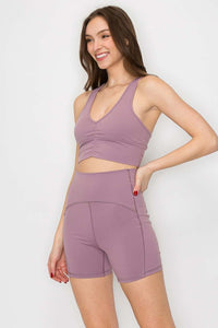 Lavender Ruched Crop Top Medium Support