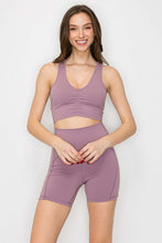 Lavender Ruched Crop Top Medium Support