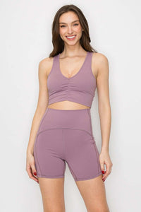 Lavender Ruched Crop Top Medium Support