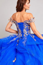Royal/Gold Off Shoulder Butterfly Applique Sweetheart Quincea