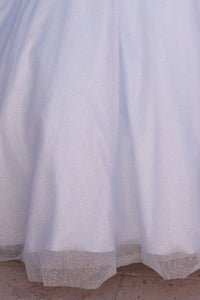 Bahama Blue Deep V Neck Embroidery Sequin Applique A Line Dress