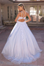 Bahama Blue Deep V Neck Embroidery Sequin Applique A Line Dress