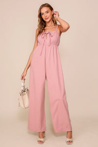 Pink Tie Front Jumpsuit