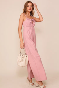 Pink Tie Front Jumpsuit