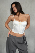 Cream Satin Bustier Corset Top