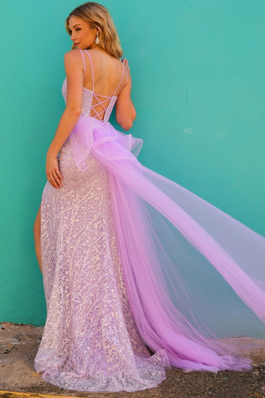 Lilac Glitter Print Dress With Mesh Waist Cape Aquarius Brand Lilac Glitter Print Dress With Mesh Waist Cape Aquarius Brand