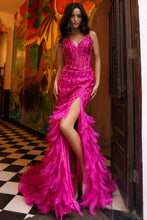 Fuchsia Sleeveless Deep V Neck Bustier Corset Glitter Prin