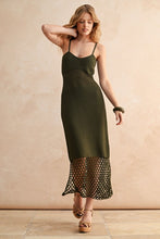 Olive Net Pattern On Bottom Knitted Dress