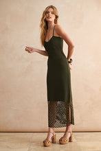 Olive Net Pattern On Bottom Knitted Dress