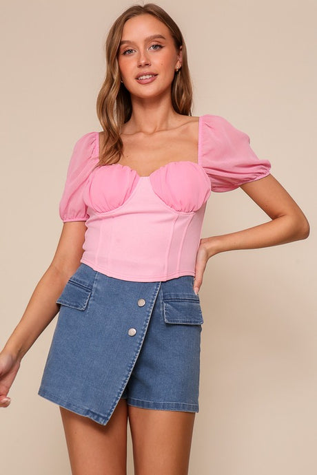 Medium Denim High Waisted Knit Denim Skort With Pockets