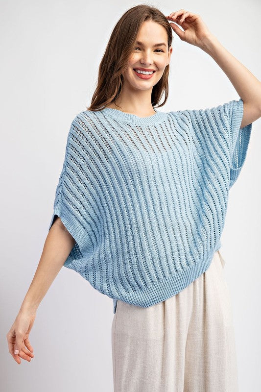 Pale Blue Loose Fit Dolman Sleeve Top