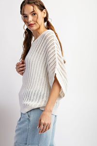 Off White Loose Fit Dolman Sleeve Top