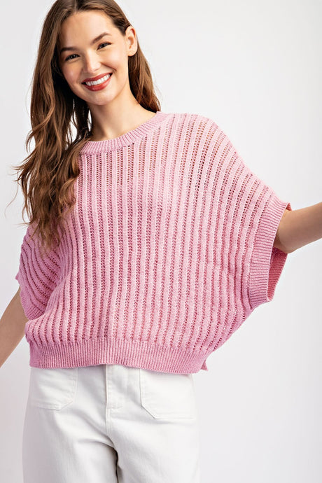 Pale Pink Loose Fit Dolman Sleeve Top