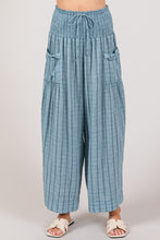 Denim Blue Cotton Gauze Soft Wash Stripe Pants