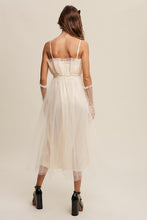 Champagne Paper Bag Frill Tulle Maxi Dress