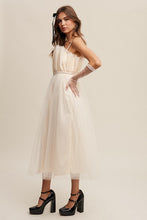 Champagne Paper Bag Frill Tulle Maxi Dress