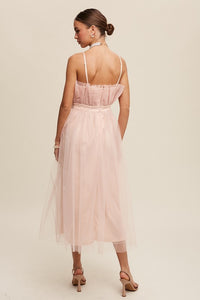 Blush Paper Bag Frill Tulle Maxi Dress