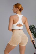 Khaki Washed High Waist Seamless Shorts