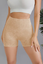 Khaki Washed High Waist Seamless Shorts