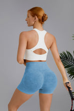 Blue Washed High Waist Seamless Shorts