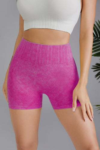 Hot Pink Washed High Waist Seamless Shorts