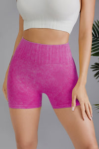 Hot Pink Washed High Waist Seamless Shorts