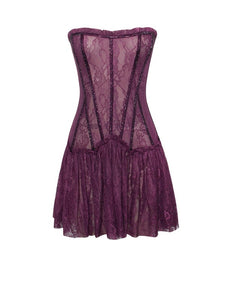 Purple Verna Purple Lace Crystal Trim Corset Dress