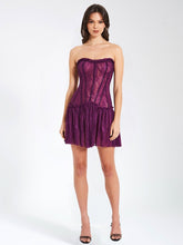 Purple Verna Purple Lace Crystal Trim Corset Dress