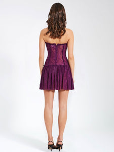 Purple Verna Purple Lace Crystal Trim Corset Dress