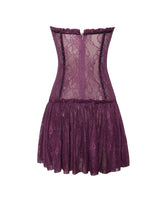 Purple Verna Purple Lace Crystal Trim Corset Dress