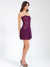 Purple Verna Purple Lace Crystal Trim Corset Dress