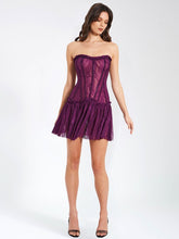 Purple Verna Purple Lace Crystal Trim Corset Dress