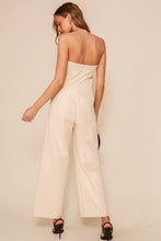 Ecru Strapless Wide Leg Jumpsuit