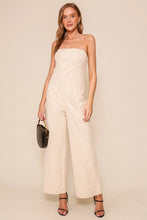Ecru Strapless Wide Leg Jumpsuit