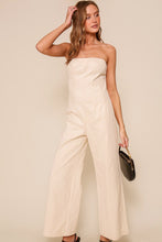 Ecru Strapless Wide Leg Jumpsuit