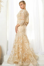 Champagne Lace Fit And Flare Gown With Bolero