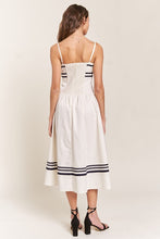 Ivory Black Contrast Detail Pleated Midi Dress